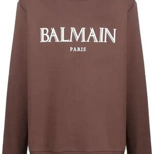 Balmain Chocolate Brown Logo Sweatshirt